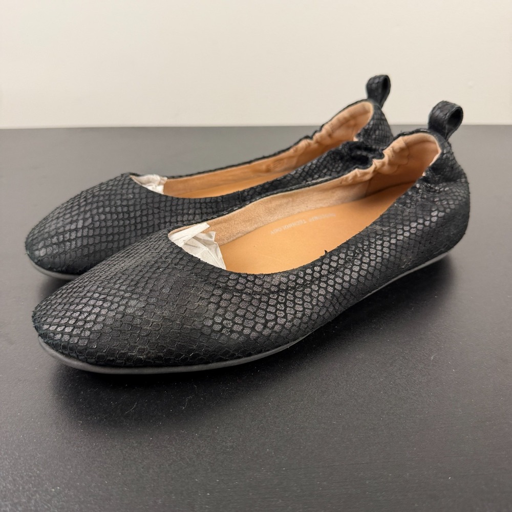 FitFlop Ballet Flats Womens US 10 Black Snakeskin Leather Casual Slip-On Career